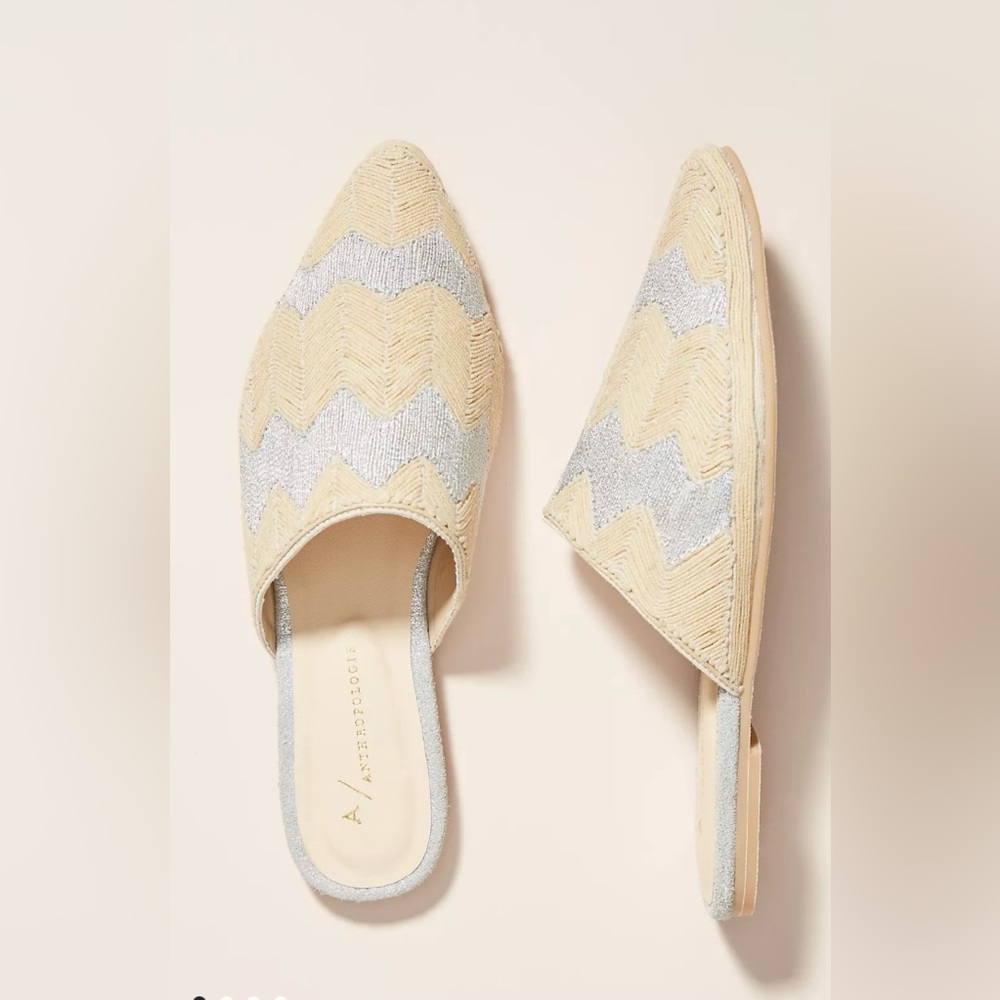 Anthropologie Loretta Embroidered‎ Slides